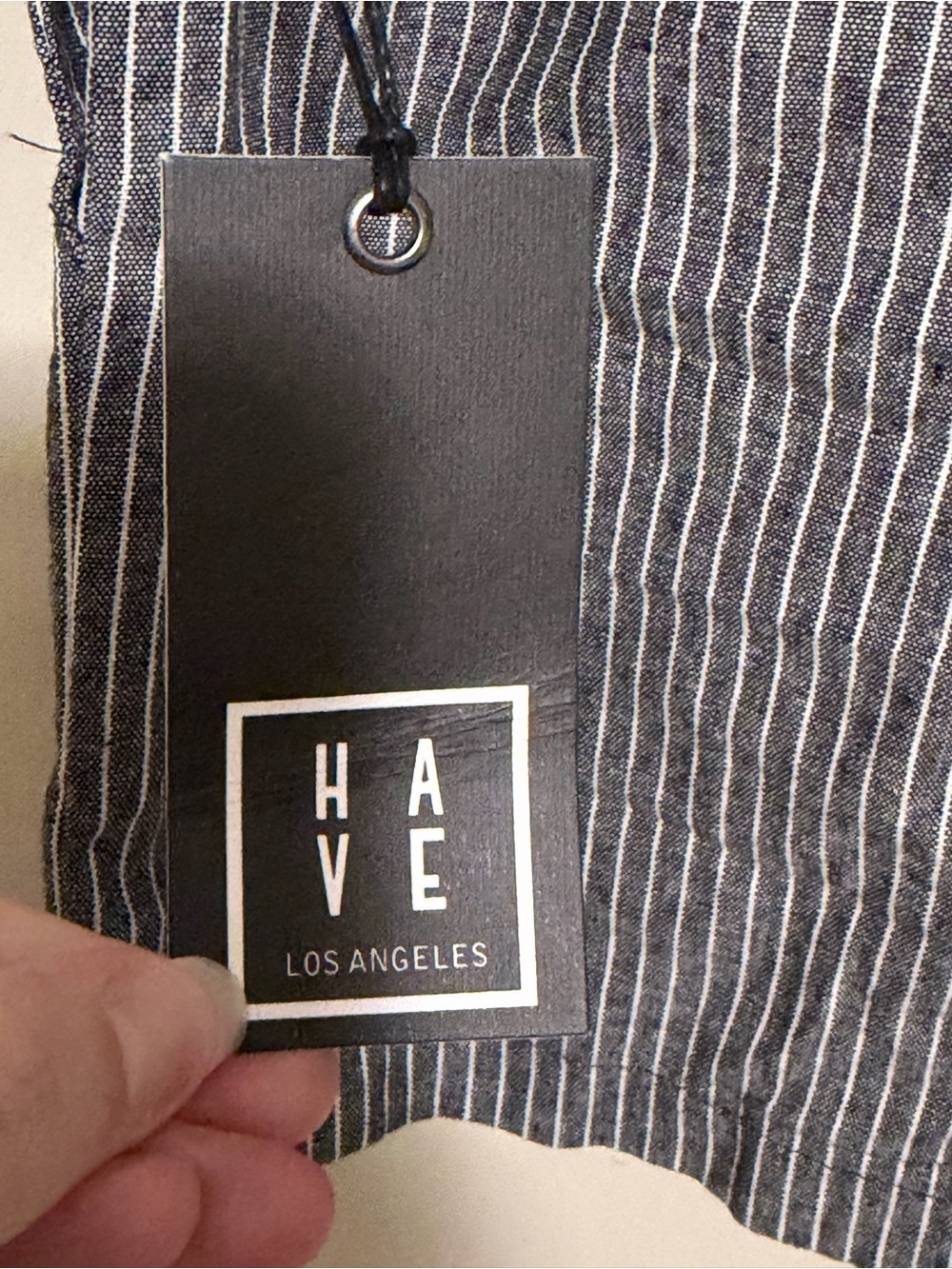 Have Women's Pinstripe Tie-Waist Shorts - Black/White - Picture 3 of 4